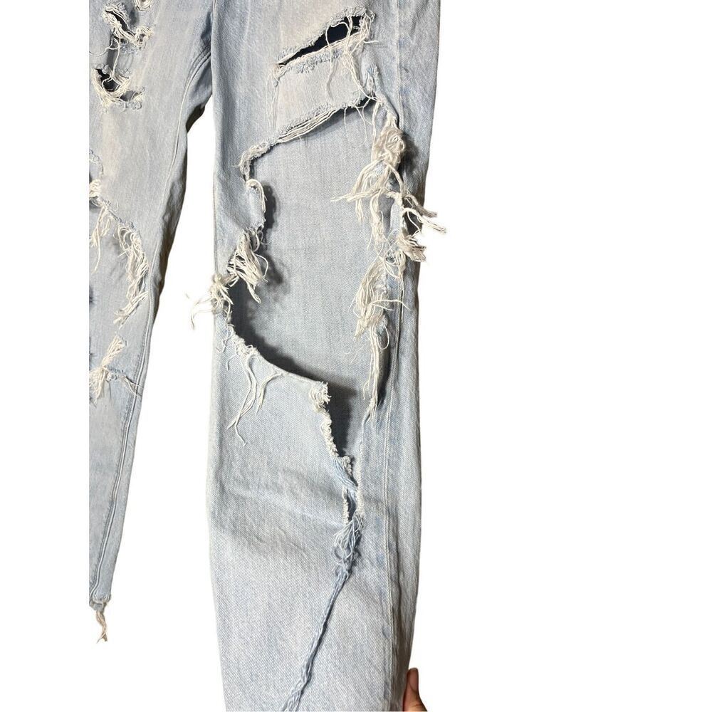 American Eagle Comfort Stretch Waistband Ripped Mom Jeans Light Wash Size 4 - Picture 4 of 10